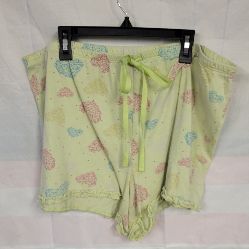 Cato XL Green PJ Shorts Drawstring Ruffle Hem